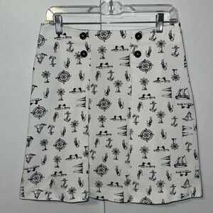 Brooks Brothers Nautical Coastal Sailing Print Skirt Women’s 4 Black & White